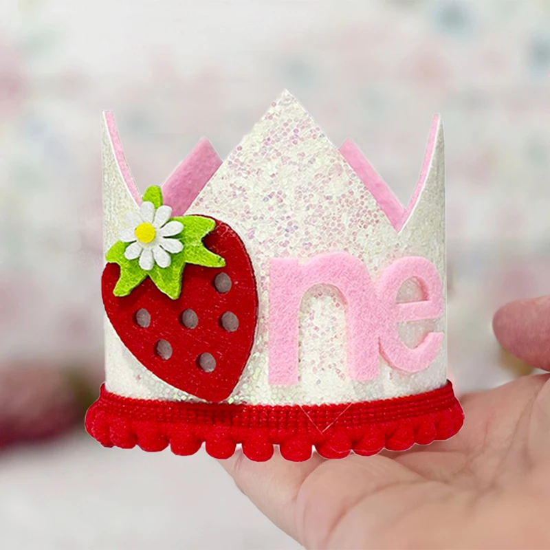 Pink Strawberry Crown Birthday - Baby Food Year Old review and price