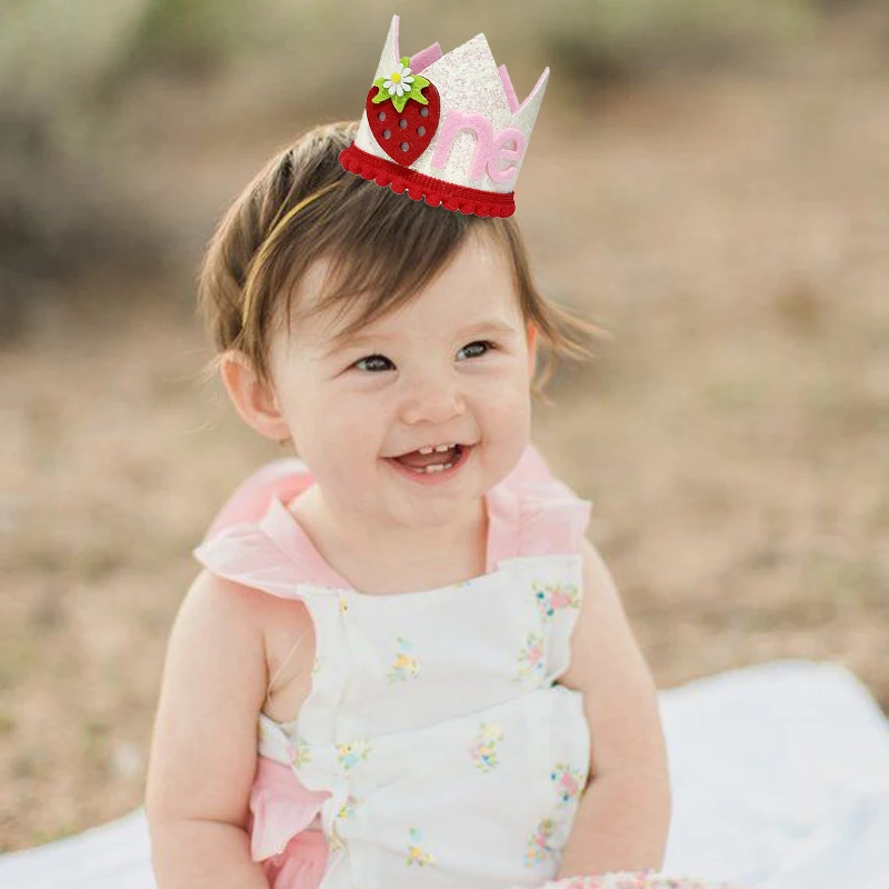Pink Strawberry Crown Birthday - Baby Food Year Old review and price