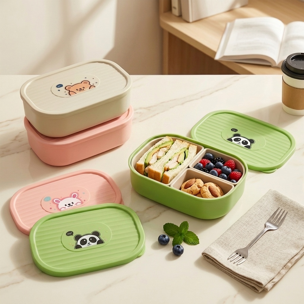 Cute Plastic Divided Lunch Box - Baby Food Fruits review and price