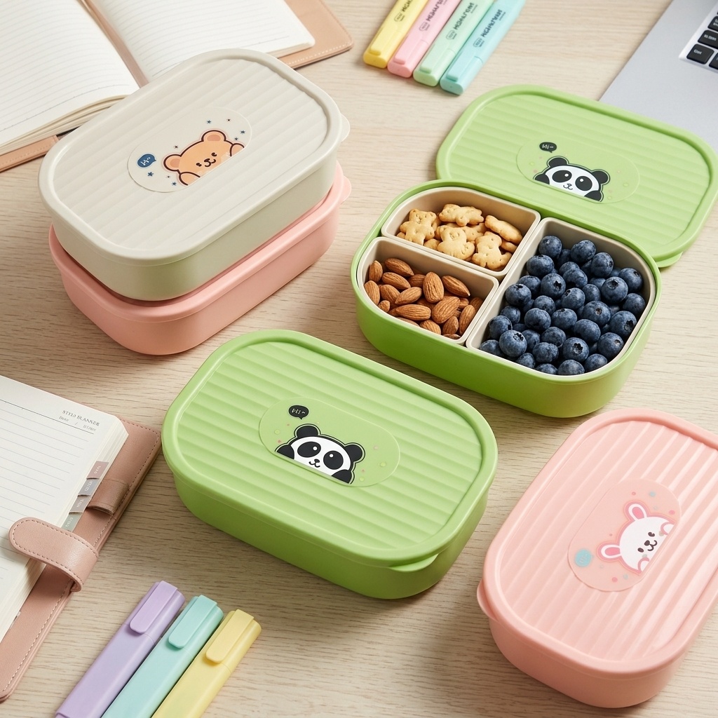 Cute Plastic Divided Lunch Box - Baby Food Fruits review and price